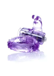 Ерекційне кільце Boss Series Rabbit Vibro Cock Ring 7.5 см фіолетовий - мініатюра 3