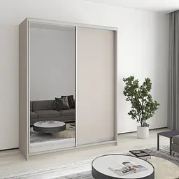Шафа-купе дводверна MebelStar Стандарт AL ДСП/Дзеркало 160x45x210 см Кашемір (MBS-2384)