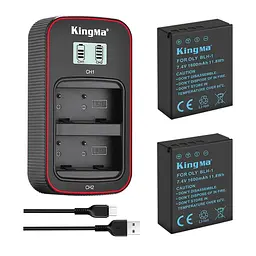 3-Pack KingMa Olympus BLH-1 комплект з 2 акумуляторів та ЗУ на 2 батареї
