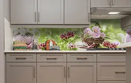Вініловий кухонний фартух Квіти і Рожевий Фарфор наклейка для кухні Абстракція Зелений Happy Pocket Z181700 - мініатюра 5