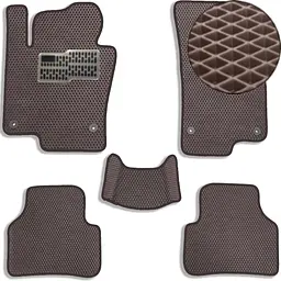 Килимки в салон EVA для Volkswagen Passat B6 2005-2010 (Металевий підп'ятник) Коричневі-Коричневий кант 5 шт