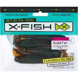Силікон X-Fish Guddi Fat 4" Motor Oil Red Flake (4шт/уп) - мініатюра 2