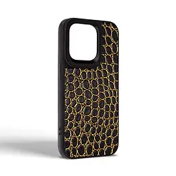 Кожаный чехол для Apple iPhone 14 Pro, Harder Crocosaur, черный, термополиуретан ТПУ + экокожа с текстурой крокодила, панель, защита корпуса, противоударный, микрофибра, рамка вокруг камеры, защита всего корпуса, (ARM76719) - мініатюра 2