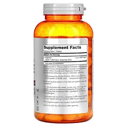 Аргінін NOW Sports L-Arginine 1000 mg Double Strength, 180 таблеток - мініатюра 2