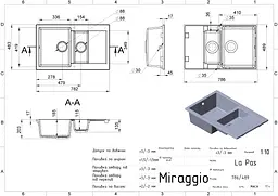 Кухонна мийка Miraggio LAPAS terra (0000024)Граніт, Врізна, Терра - мініатюра 2