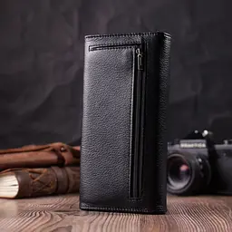 Шкіряний жіночий гаманець з геометричним клапаном ST Leather 22546 чорний - мініатюра 9