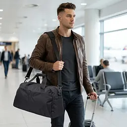 Невелика дорожня сумка з якісного поліестеру FABRA 22581 чорна - мініатюра 2