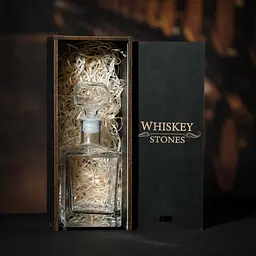 Подарунковий набір віскі Whiskey Stones №11 графин Pasabahce в дерев'яному пеналі - мініатюра 2