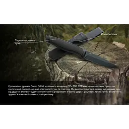 Ніж з фіксованим лезом Ganzo G806BW‑BK чорний з чохлом - мініатюра 11