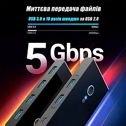 Комутатор KVM USB Switch Box 4 in 2 перемикач на 2 комп'ютери USB 3.0 - мініатюра 6