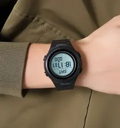 Годинник чоловічий наручний спортивний Skmei 2166 Compass з компасом і крокоміром (Чорний з білим) - мініатюра 6