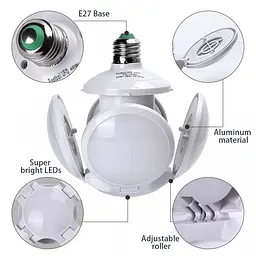 Лампочка люстра світлодіодна розкладна LED-лампа 40 Вт 220 В E27 Football UFO Lamp білий - мініатюра 2