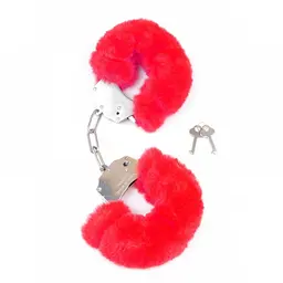 Наручники Fetish B Series Furry Cuffs, червоні - мініатюра 4