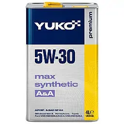 Автомобільна моторна олива YUKO MAX SYNTHETIC A/A 5W-30 4л 4823110401521 - мініатюра 2