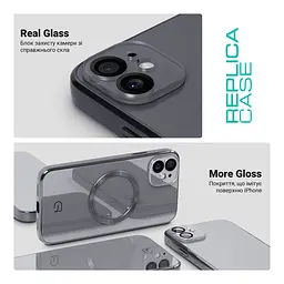 Чехол-накладка для Apple iPhone 11, Replica MagSafe, серый, противоударный защитный чехол с магнитным кольцом MagSafe, защита всего корпуса, TPU+PC, зеркальный, выступающий бортик вокруг экрана, ArmorStandart (ARM76172) - мініатюра 3