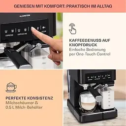Кавоварка Klarstein Arabica Comfort 1350 W 20 бар (10041523) Чорний - мініатюра 7