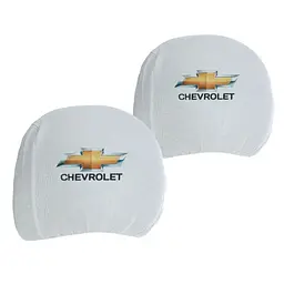 Чохли для підголівників Універсальні Chevrolet Білі Кольоровий логотип 2 шт