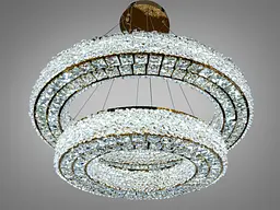 Розкішна підвісна LED люстра Diasha 7932/800+500S-gold золота кришталева 71 см 126W з пультом - мініатюра 2