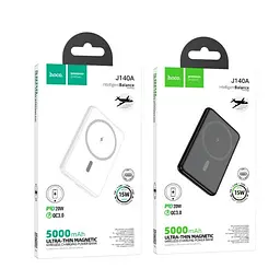 Універсальна мобільна батарея Hoco J140A Tony PD20W ultra-thin magnetic power bank 5000mAh білий - мініатюра 2