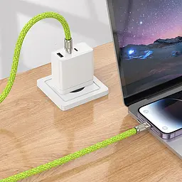 Дата кабель-шнурок Hoco GH7 Elegant Type-C to Lightning (1.8m) Fluorescent Green - мініатюра 4