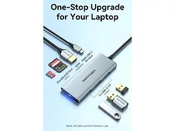Мультипортовий адаптер Vention 7-in-1 USB-C to HDMI/USB3.0x3/SD/TF/PD (TOPHB) - мініатюра 10