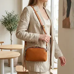 Невелика сумка для жінок на два відділення з натуральної шкіри Vintage 22800 руда - мініатюра 2