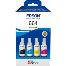 Чорнило комплект EPSON 664 B/C/M/Y 4x70ml MultiPack (C13T66464A)