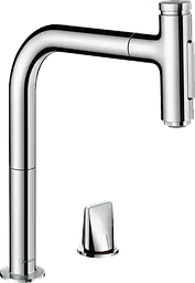 Змішувач Hansgrohe Metris Select 200 кухонний з витяжним виливом 2Jet на 2 отвори Sbox 73818000 Хром