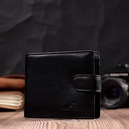 Чоловічий гаманець середнього розміру із натуральної шкіри ST Leather 22444 чорний - мініатюра 9