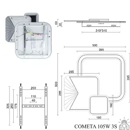 Смарт люстра керована світлодіодна COMETA 3S 105 Вт 500x500x60 мм Бiла ESLLSE - мініатюра 10
