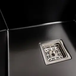 Кухонна мийка Platinum Handmade 78x50В R PVD з нержавіючої сталі 3 мм квадратний сифон 78x50x22 см чорна - мініатюра 4