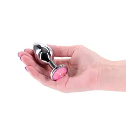 Анальна пробка NS Novelties Rear Assets - Silver/Pink Gem, M - мініатюра 2