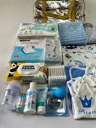 Набір для пологового будинку для новонародженого хлопчика 33 предмети + прозора сумка в подарунок від ЕкоМама блакитні кольори - мініатюра 4