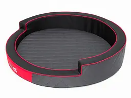 Кругле ліжко для собак Hobbydog Ringo Black/Red 98х98х18 см - мініатюра 3