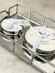 Свічка J-line ароматична в металевій срібній скриньці аромат апельсин суниця гарденія діаметр 12 см Бельгія (16138) - мініатюра 2