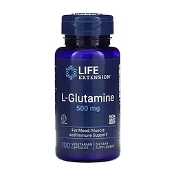 Вітамінно-мінеральний комплекс Life Extension L-глютамін, 500 мг, L-Glutamine, 100 вегетаріанських капсул (LEX-34510)