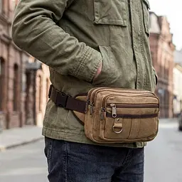 Бананка текстильна на пояс 20160 Vintage коричневий - мініатюра 2