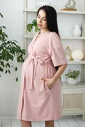 Бавовняний трикотажний халат - кімоно для вагітних та годуючих мам Violet S (44) Юла Мама Пудра - мініатюра 2