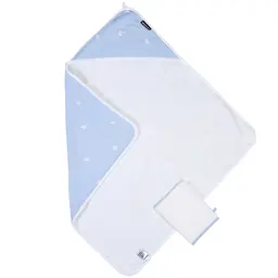 Рушник з капюшоном та рукавичкою Childhome 80x80 см flower blue (CCBCMBF) - мініатюра 2