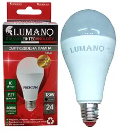 LED Лампа 18W A65 E27 4000K 1620Lm TM LUMANO
