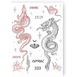 Тату тимчасове в наборі Червоний дракон Tattooshka LB-181 Різнокольоровий shop (4825800010556)
