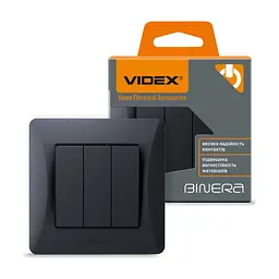 Вимикач Videx BINERA 3кл чорний графіт (VF-BNSW3-BG) - мініатюра 4