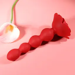 Анальна червона вібро пробка Rose rotating anal beads Boss Series 56-2025 103420 - мініатюра 2