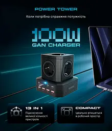 Мережевий зарядний пристрій ArmorStandart Resolute Power ARP- 544 100W GaN 2m Black (ARM73177) - мініатюра 6