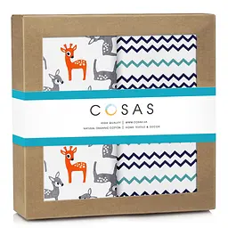 Пелюшки багаторазові Cosas дитячі Deers 2 шт., 80х100 см, бірюзові