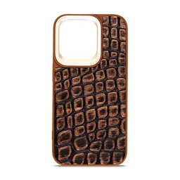 Кожаный чехол для Apple iPhone 15 Pro, Harder Kaiju Skin, оранжевый, термополиуретан ТПУ + экокожа с эффектом текстуры монстра, панель, защита корпуса, противоударный, микрофибра, рамка вокруг камеры, защита всего корпуса, (ARM76843)