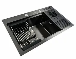 Кухонна мийка Platinum HANDMADE PVD чорна 78*46 (SP000041338) - мініатюра 7