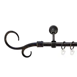 Карниз Orvit Гак Подвійний металевий однорядний відкритий гладка труба кільце металеве Чорне Золото 16 мм 200 см (5467961)