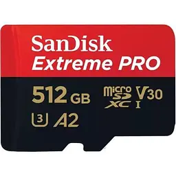 Карта пам'яті SanDisk 512 GB microSDXC UHS-I U3 Extreme Pro+SD Adapter (SDSQXCD-512G-GN6MA) - мініатюра 2