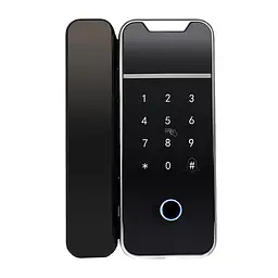 Замок біометричний автономний на скляні двері Trinix TRL-3307BTG з Bluetooth, зчитувачем відбитків пальців і карт Mifare (65-00042) - мініатюра 1